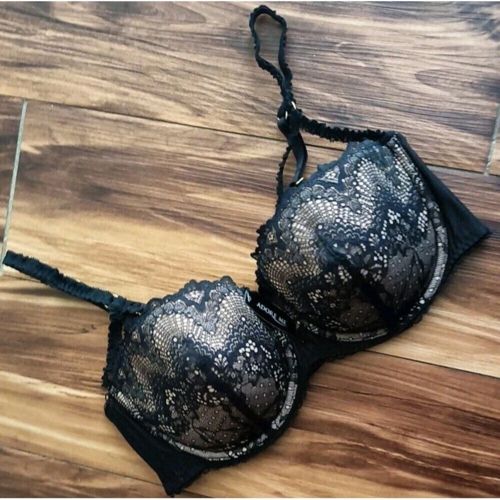 Adore Me Cage Front Push Up Bra Sz 38DD Underwire Lace Padded Cup Adjustable New